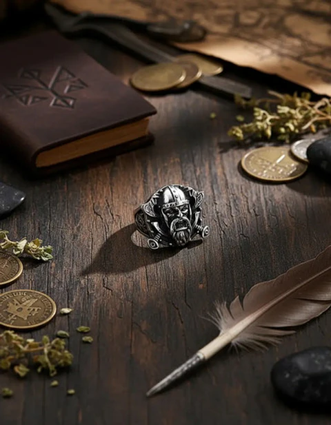 Anillo Acero Inoxidable Color Plata Nordico Vikingo Hombre