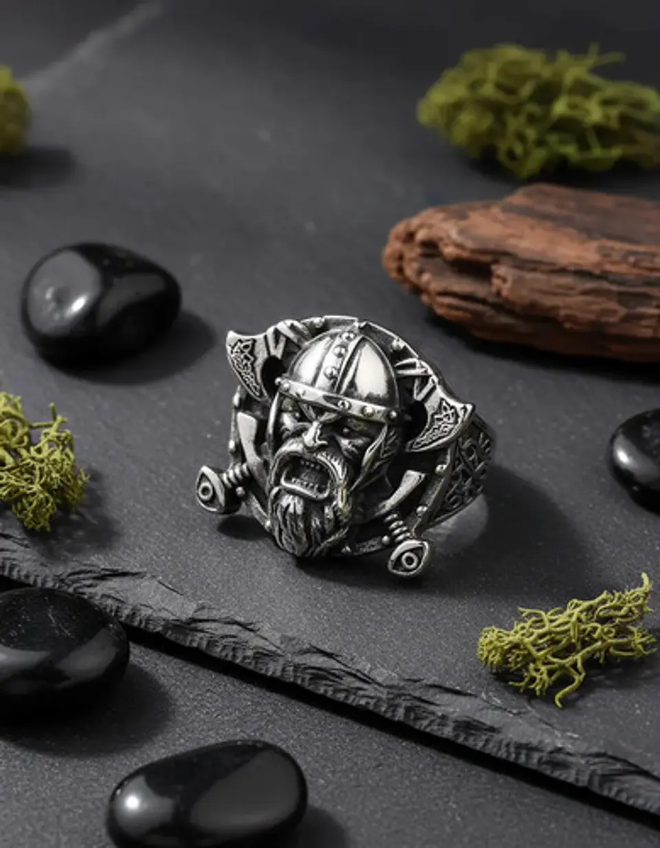 Anillo Acero Inoxidable Color Plata Nordico Vikingo Hombre 5