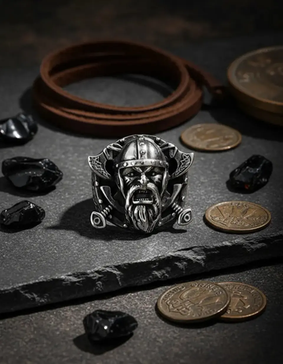 Anillo Acero Inoxidable Color Plata Nordico Vikingo Hombre 7