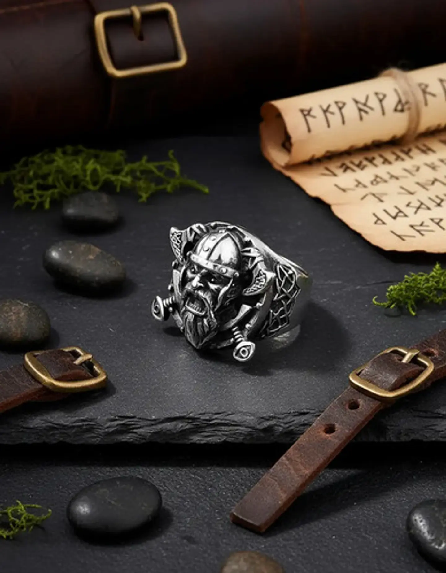 Anillo Acero Inoxidable Color Plata Nordico Vikingo Hombre 8