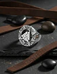 Anillo Acero Inoxidable Color Plata Triangulo Vikingo Hombre - Miniatura 5