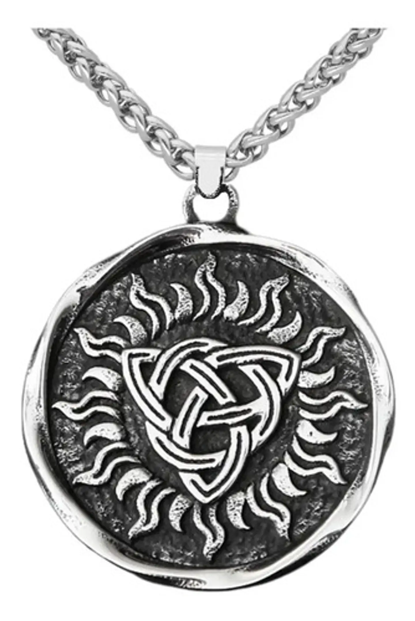 Collar Acero Inoxidable Color Plata Runa Vikingo Para Hombre 1