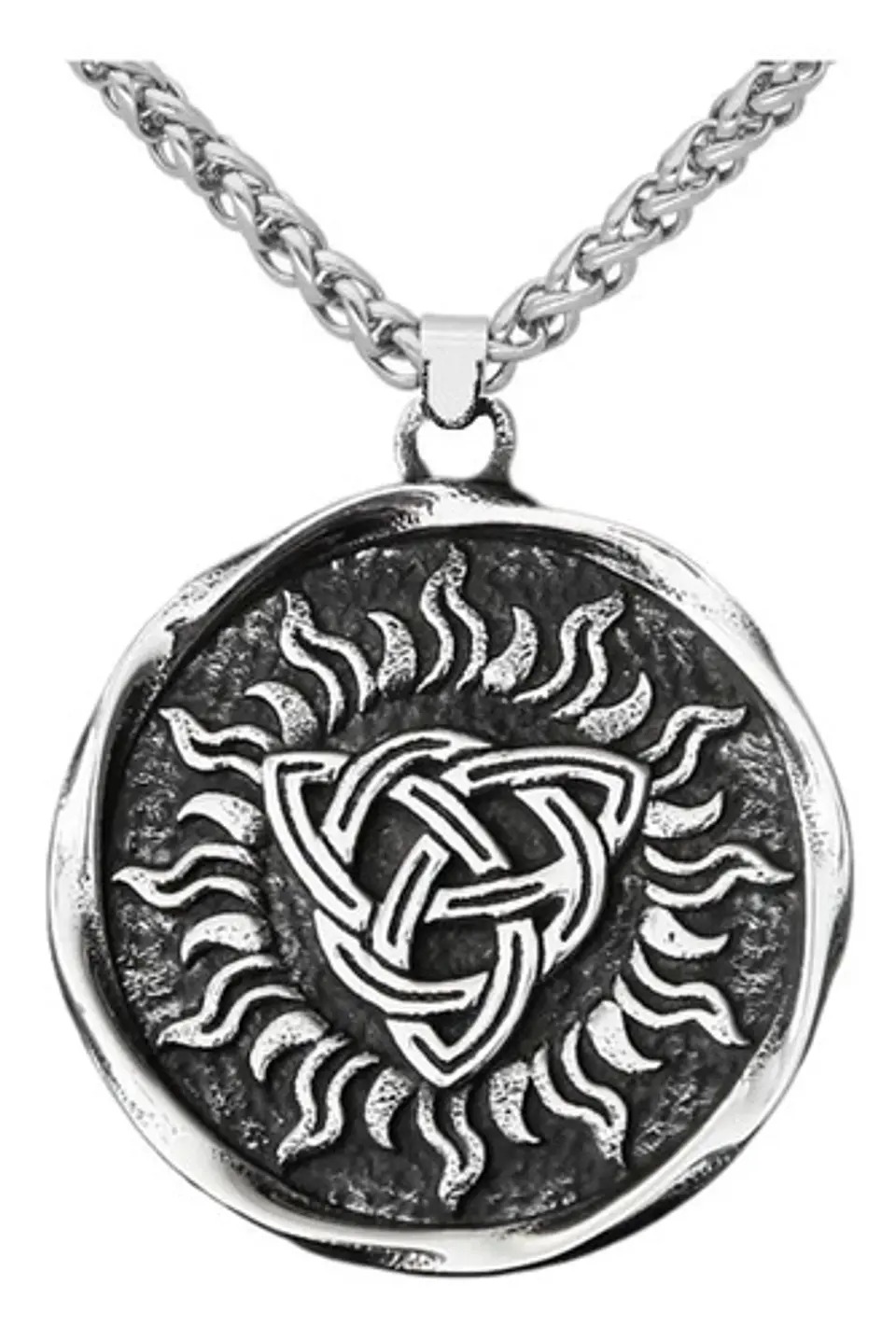 Collar Acero Inoxidable Color Plata Runa Vikingo Para Hombre 1