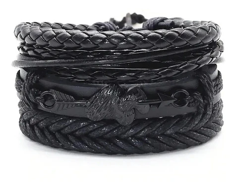 Pulsera Manilla Brazalete Cuero Trenzada Para Hombre Mujer
