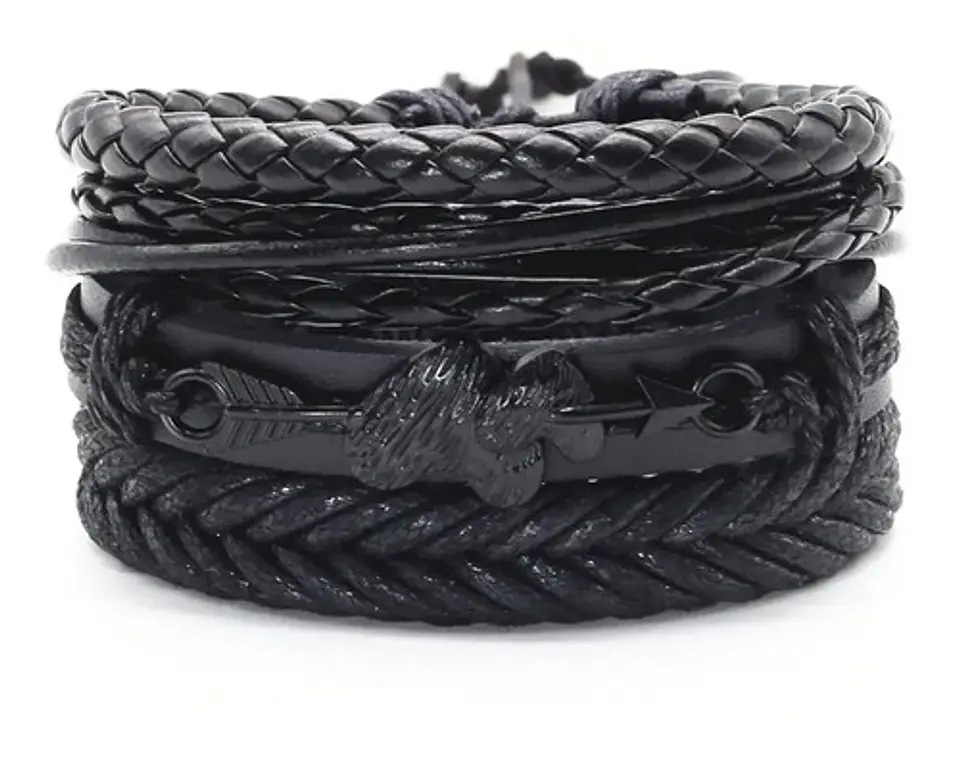 Pulsera Manilla Brazalete Cuero Trenzada Para Hombre Mujer 1