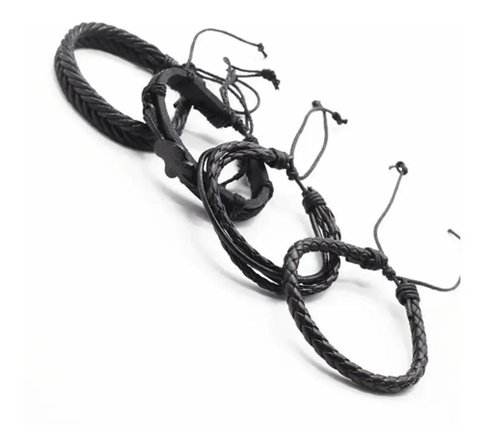 Pulsera Manilla Brazalete Cuero Trenzada Para Hombre Mujer 2