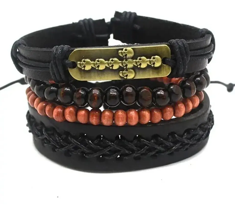 Pulsera Manilla Brazalete Cuero Trenzada Para Hombre Mujer 3