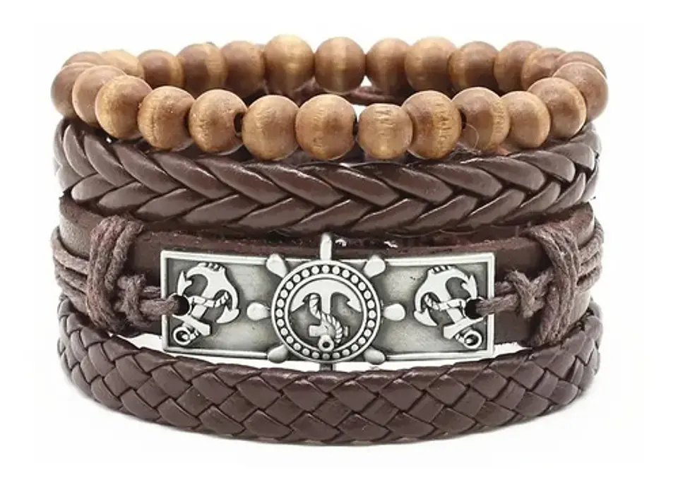 Pulsera Manilla Brazalete Cuero Trenzada Para Hombre Mujer 5