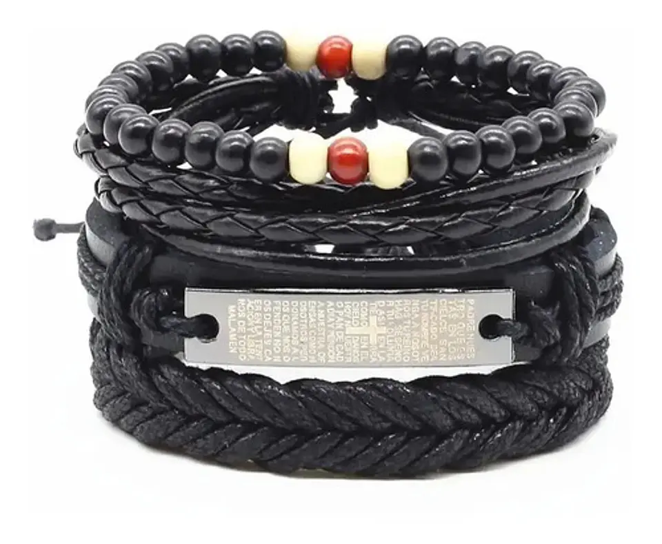Pulsera Manilla Brazalete Cuero Trenzada Para Hombre Mujer 6
