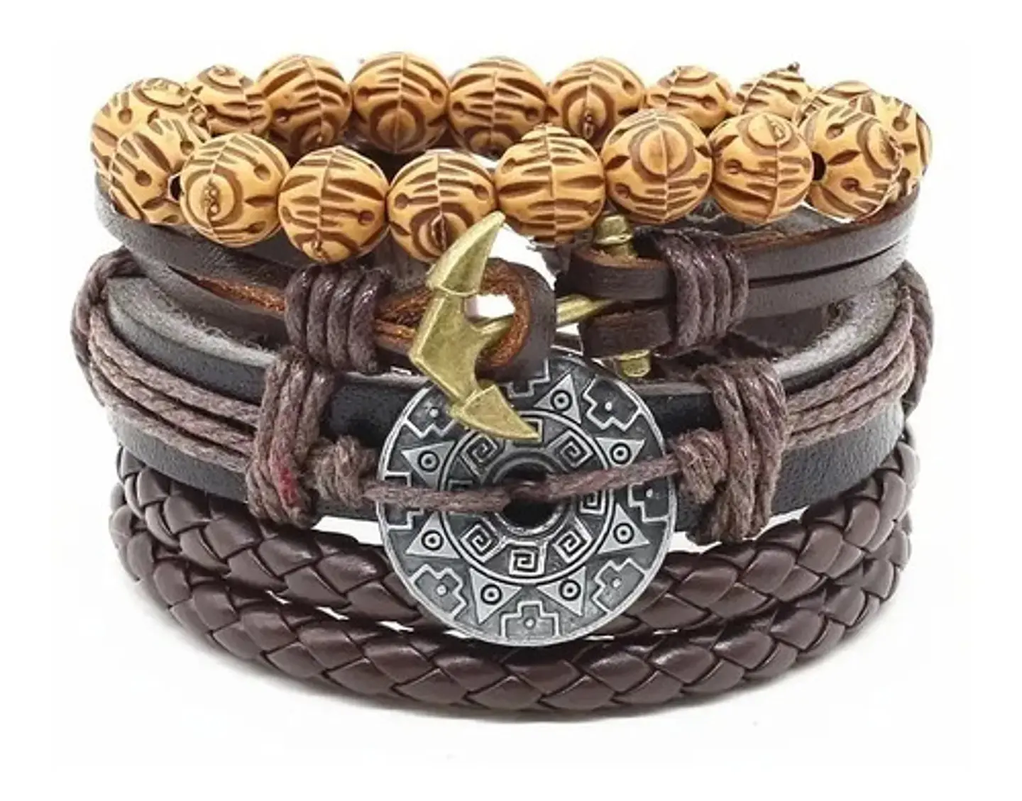Pulsera Manilla Brazalete Cuero Trenzada Para Hombre Mujer 9