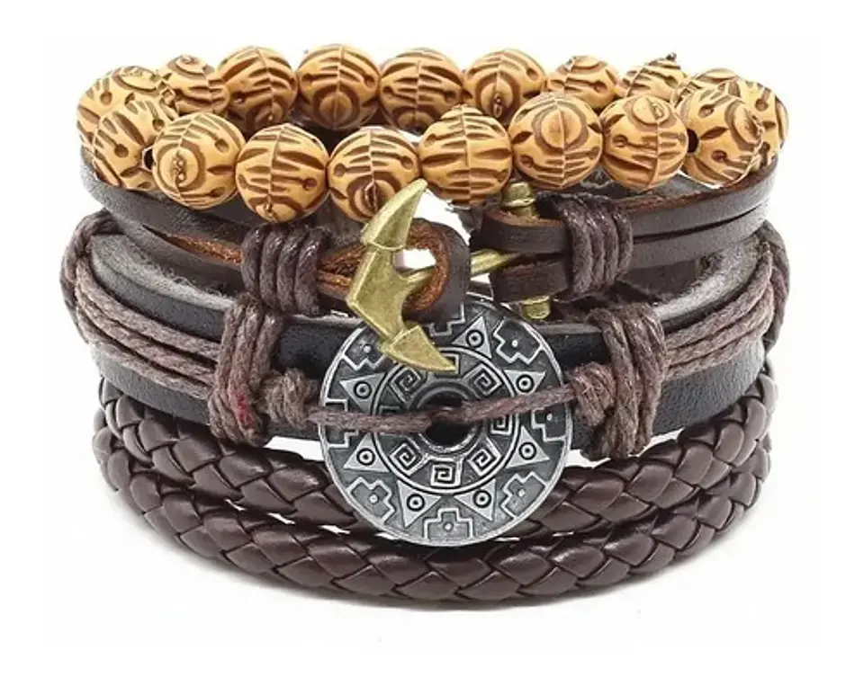Pulsera Manilla Brazalete Cuero Trenzada Para Hombre Mujer 9