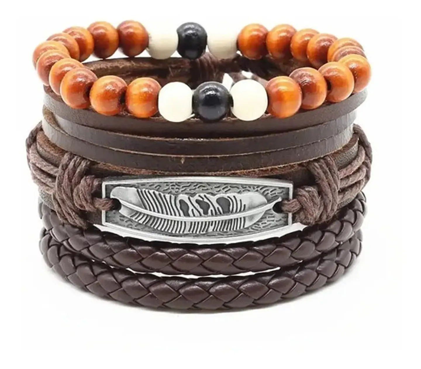 Pulsera Manilla Brazalete Cuero Trenzada Para Hombre Mujer 10