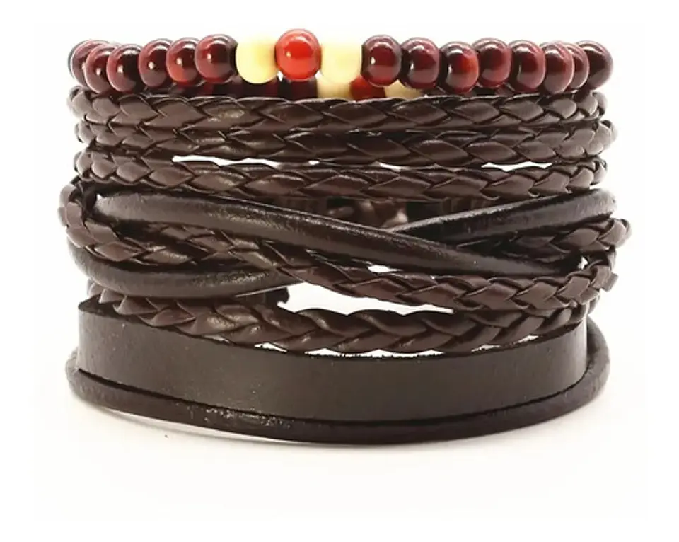 Pulsera Manilla Brazalete Cuero Trenzada Para Hombre Mujer 11