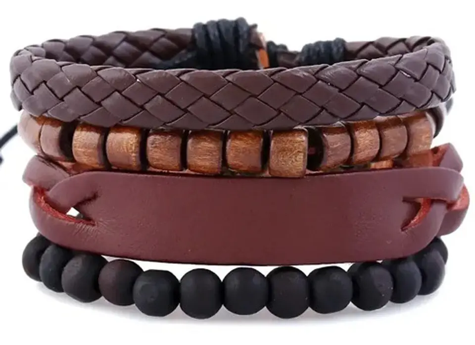 Pulsera Manilla Brazalete Cuero Trenzada Para Hombre Mujer 12