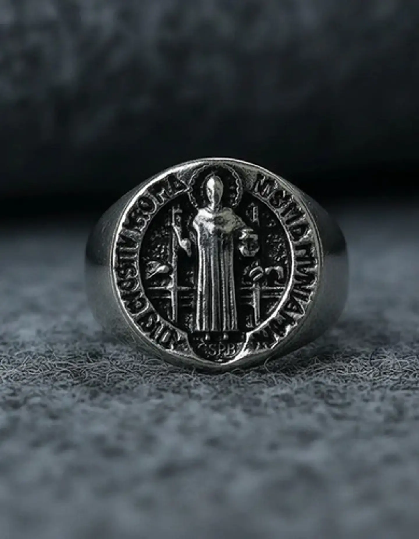 Anillo Acero Inoxidable Color Plata Biblia Jesús Para Hombre 9