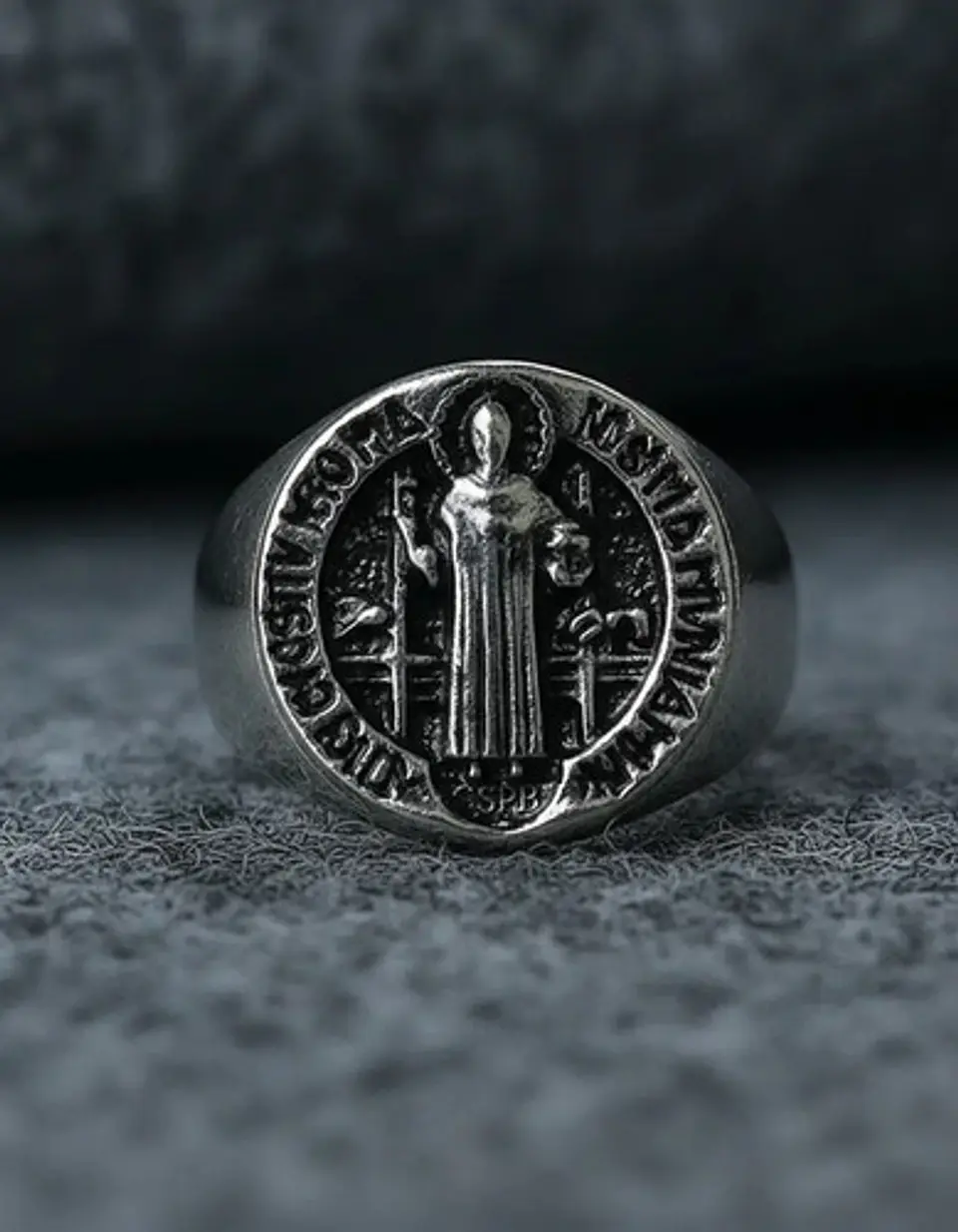 Anillo Acero Inoxidable Color Plata Biblia Jesús Para Hombre 9
