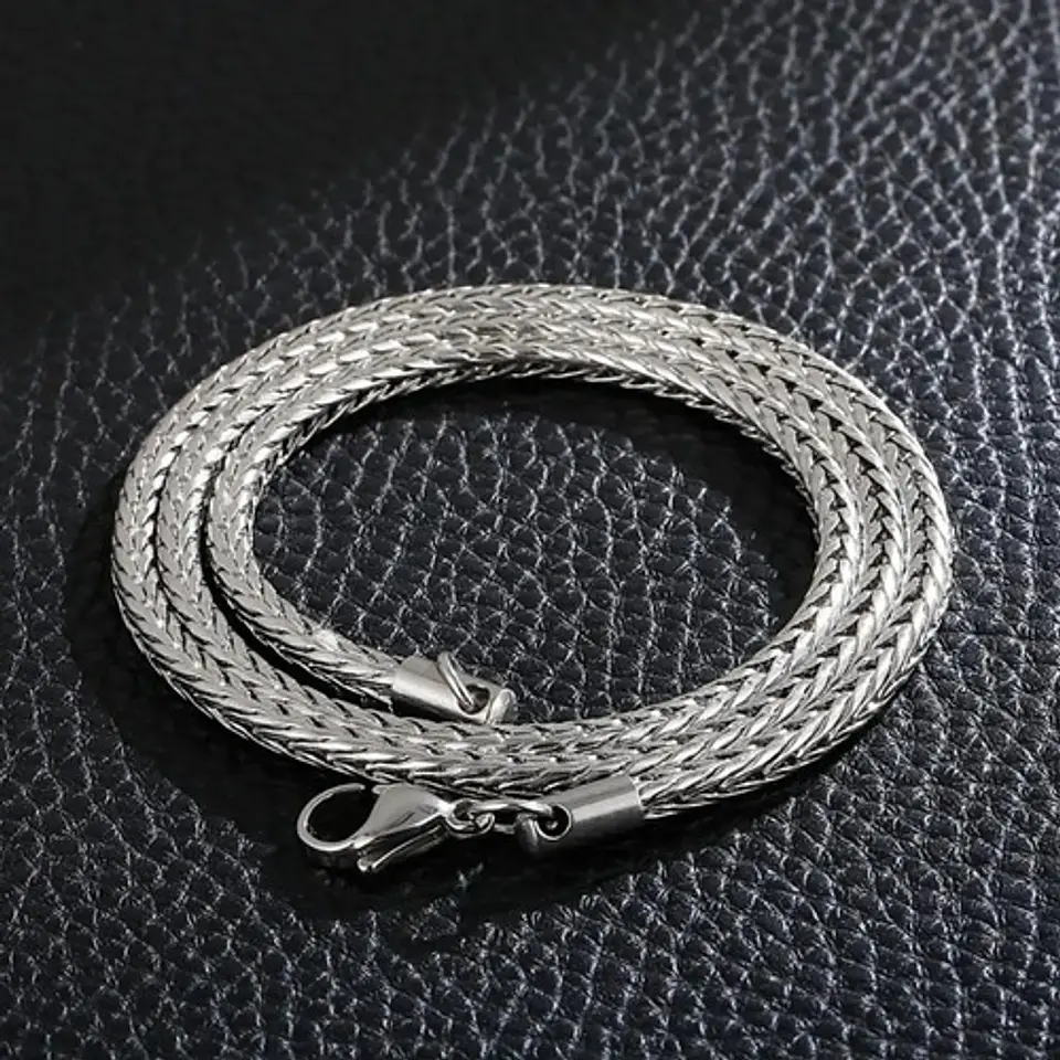 Cadena 4.5 Mm Color Plata Acero Inoxidable Quirurgico Hombre 4