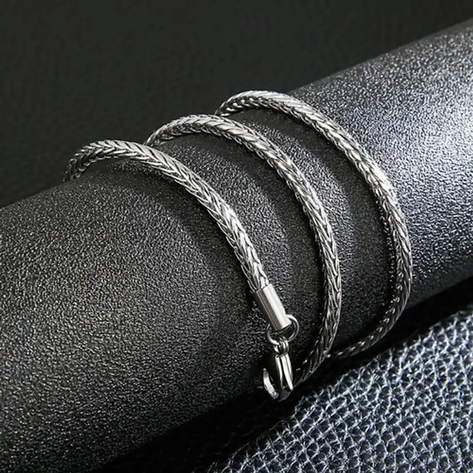 Cadena 4.5 Mm Color Plata Acero Inoxidable Quirurgico Hombre 5