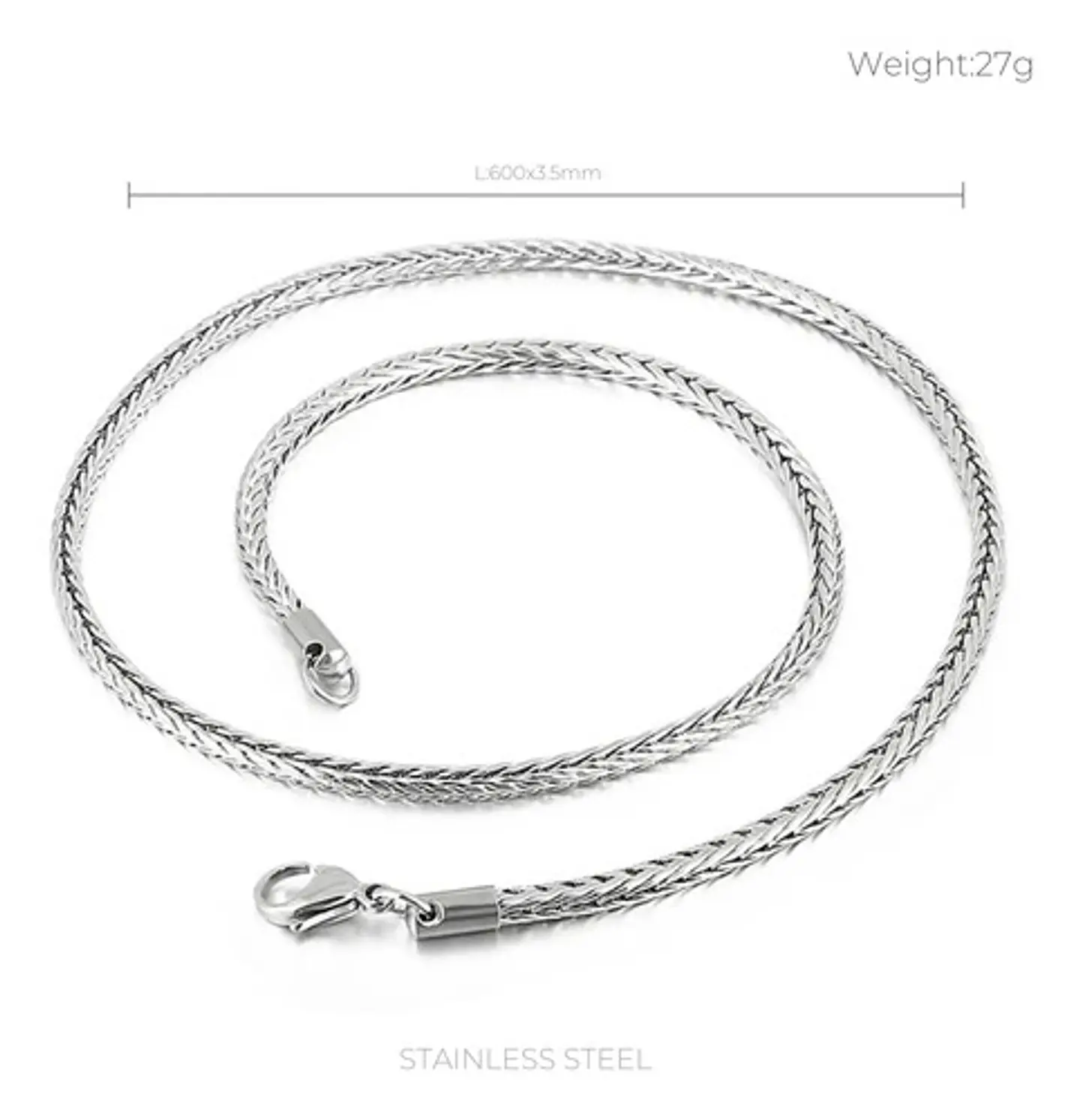 Cadena 4.5 Mm Color Plata Acero Inoxidable Quirurgico Hombre 6