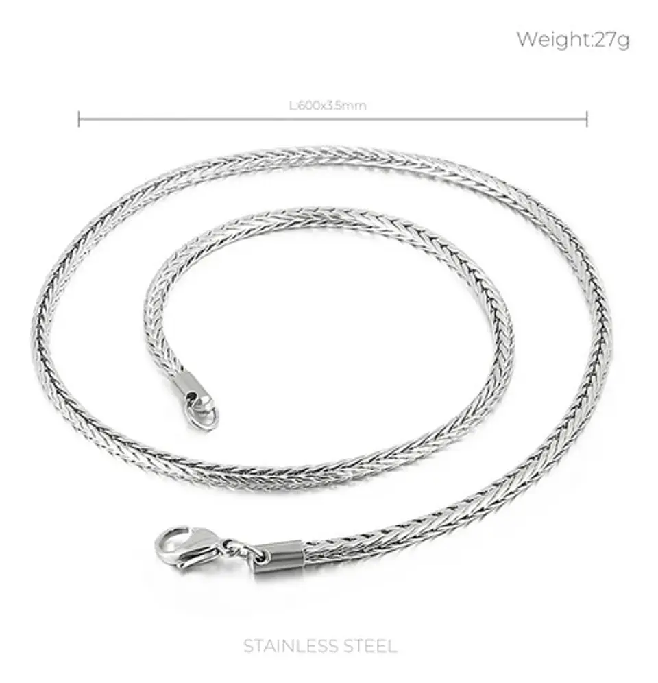 Cadena 4.5 Mm Color Plata Acero Inoxidable Quirurgico Hombre 6