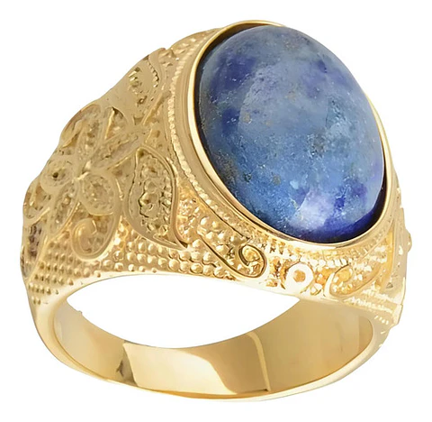 Anillo Gema Piedra Natural Lazuli Acero Inoxidable Hombre