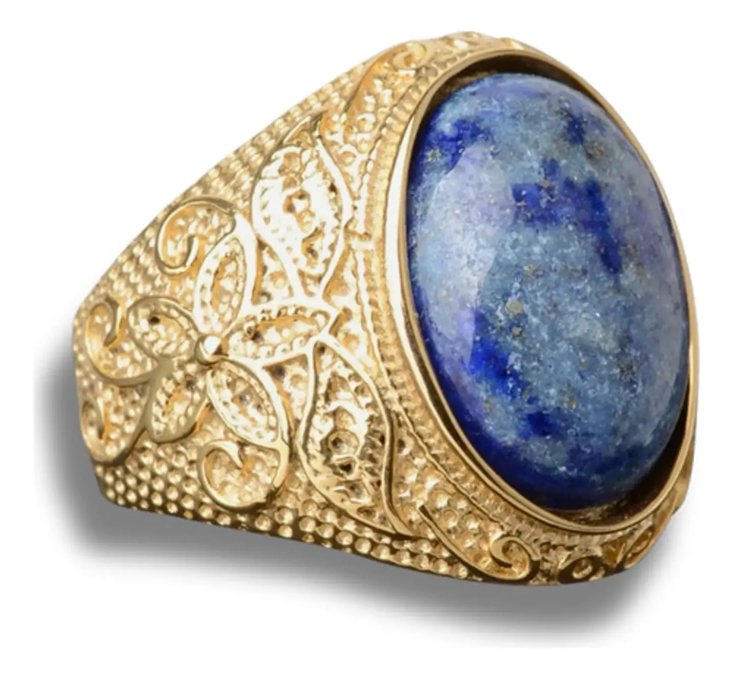 Anillo Gema Piedra Natural Lazuli Acero Inoxidable Hombre 2