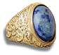 Anillo Gema Piedra Natural Lazuli Acero Inoxidable Hombre - Miniatura 2