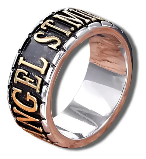Anillo Argolla De Acero Color Plata Michael Arcángel Hombre