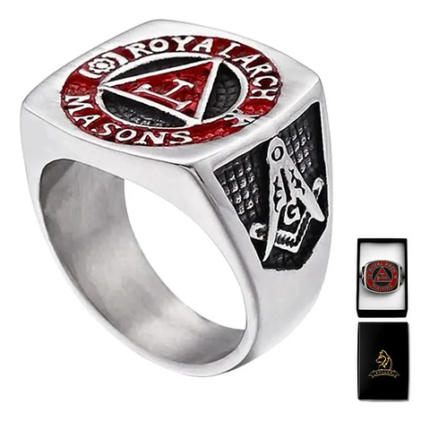 Anillo Acero Inoxidable Color Plata Masón Masonería Hombre