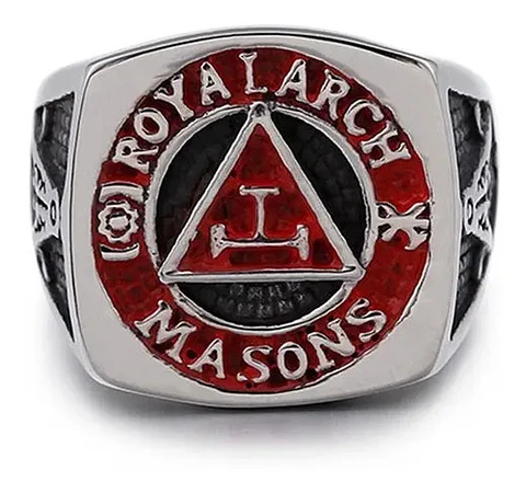 Anillo Acero Inoxidable Color Plata Masón Masonería Hombre