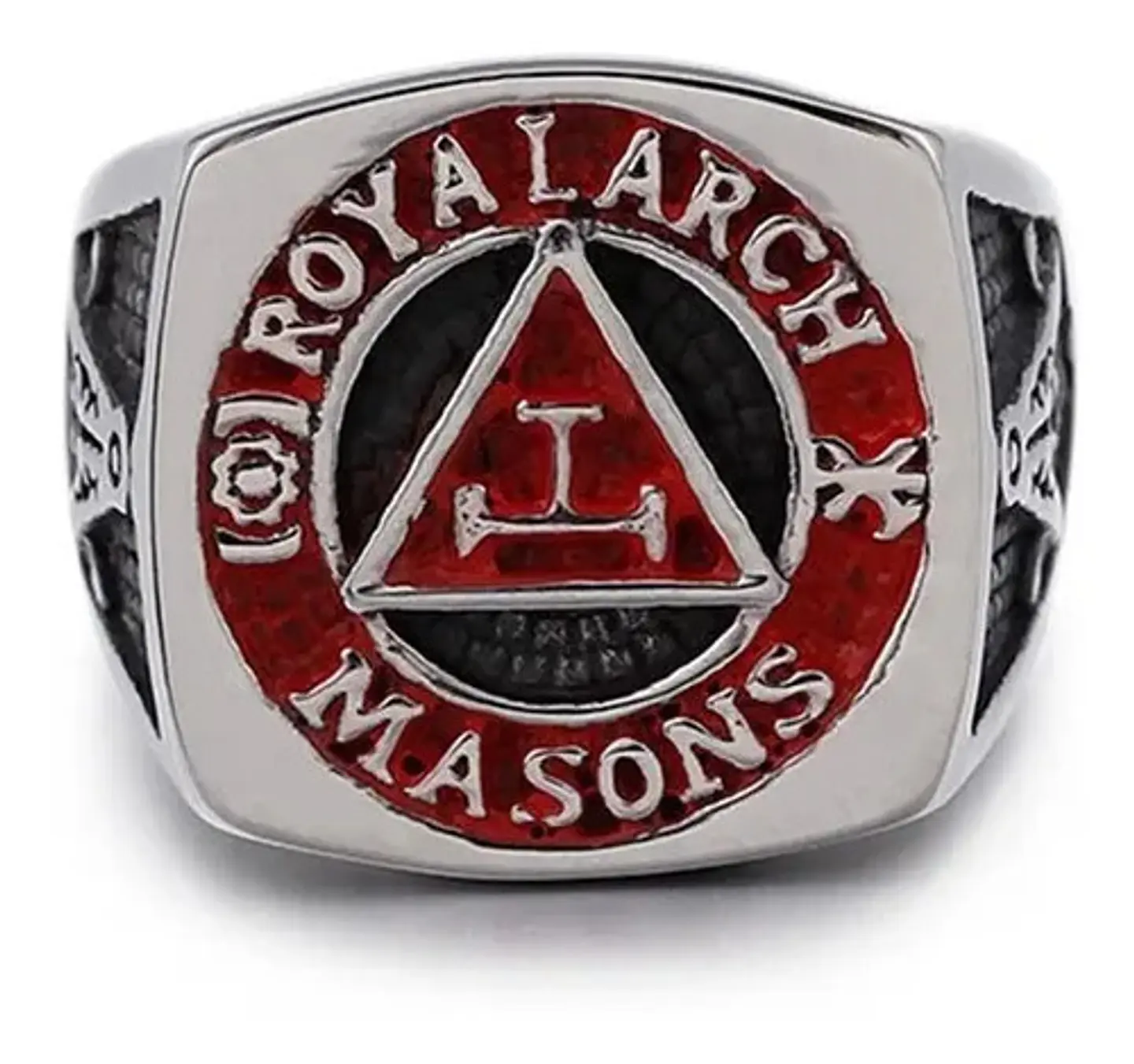 Anillo Acero Inoxidable Color Plata Masón Masonería Hombre 2