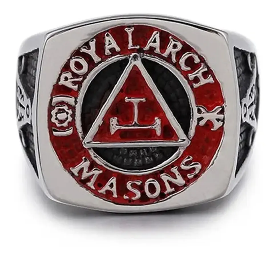 Anillo Acero Inoxidable Color Plata Masón Masonería Hombre 2