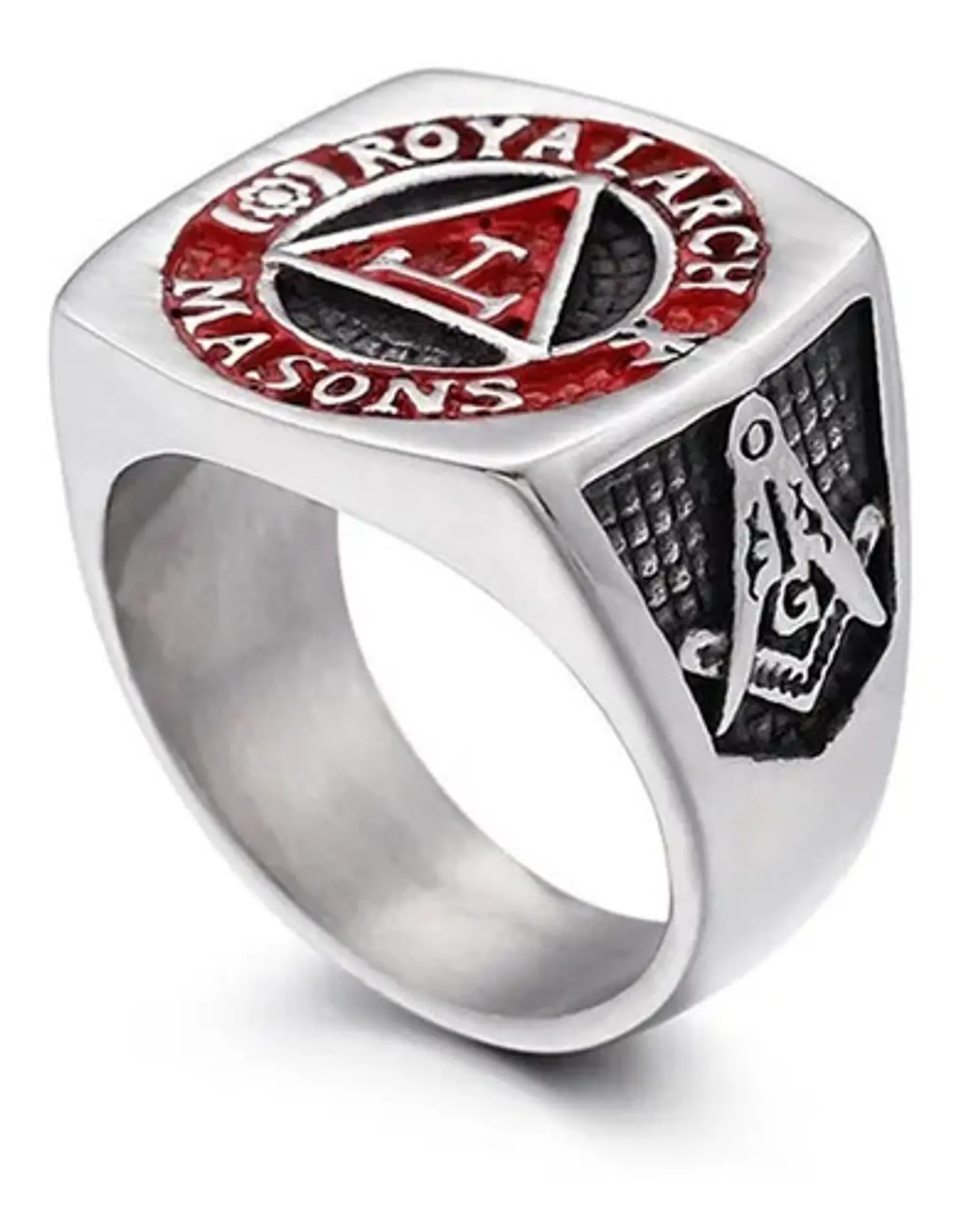 Anillo Acero Inoxidable Color Plata Masón Masonería Hombre 3