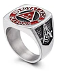 Anillo Acero Inoxidable Color Plata Masón Masonería Hombre - Miniatura 3
