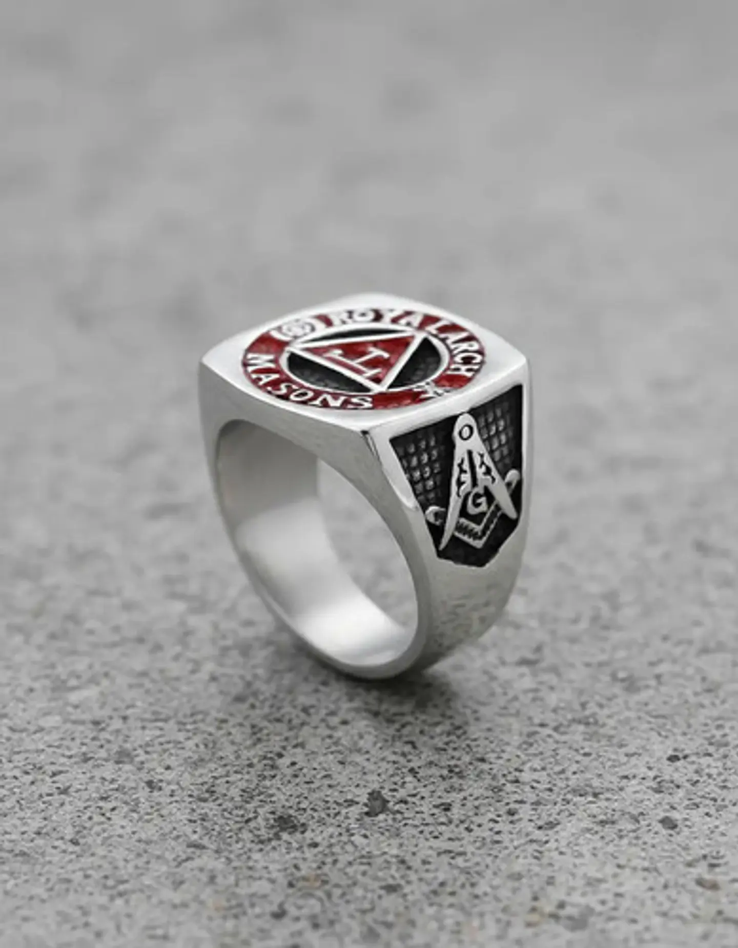 Anillo Acero Inoxidable Color Plata Masón Masonería Hombre 5