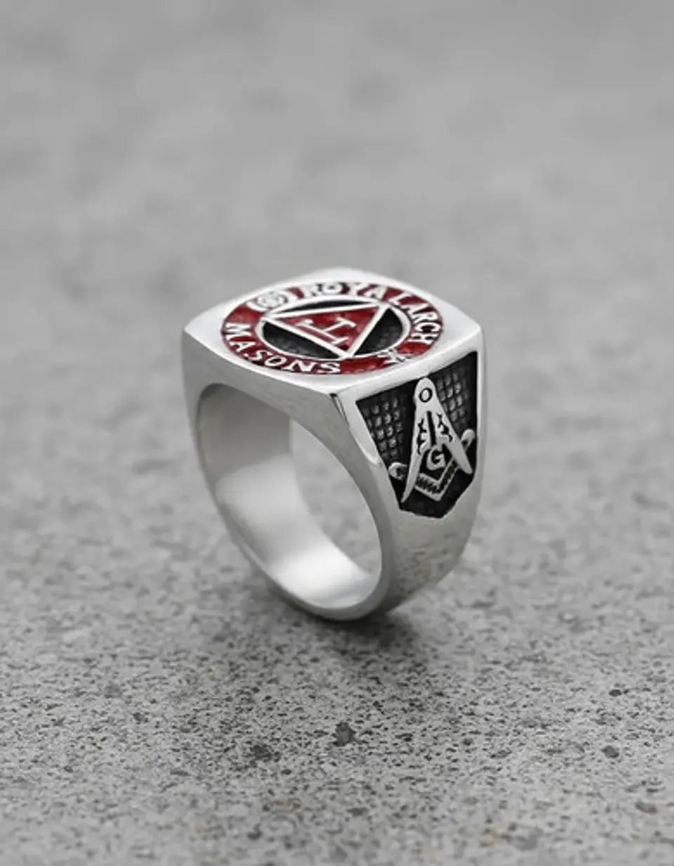 Anillo Acero Inoxidable Color Plata Masón Masonería Hombre 5