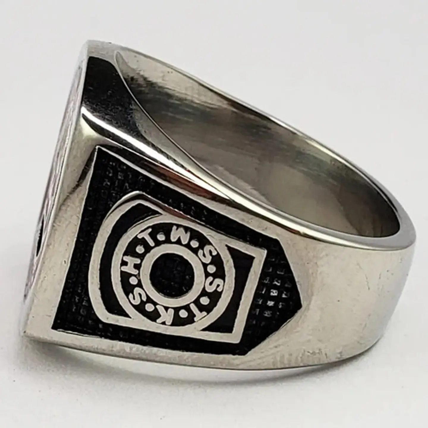 Anillo Acero Inoxidable Color Plata Masón Masonería Hombre 9