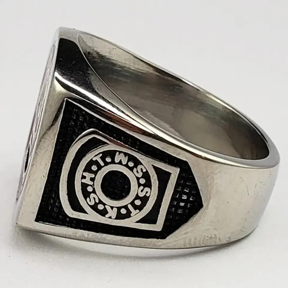 Anillo Acero Inoxidable Color Plata Masón Masonería Hombre 9