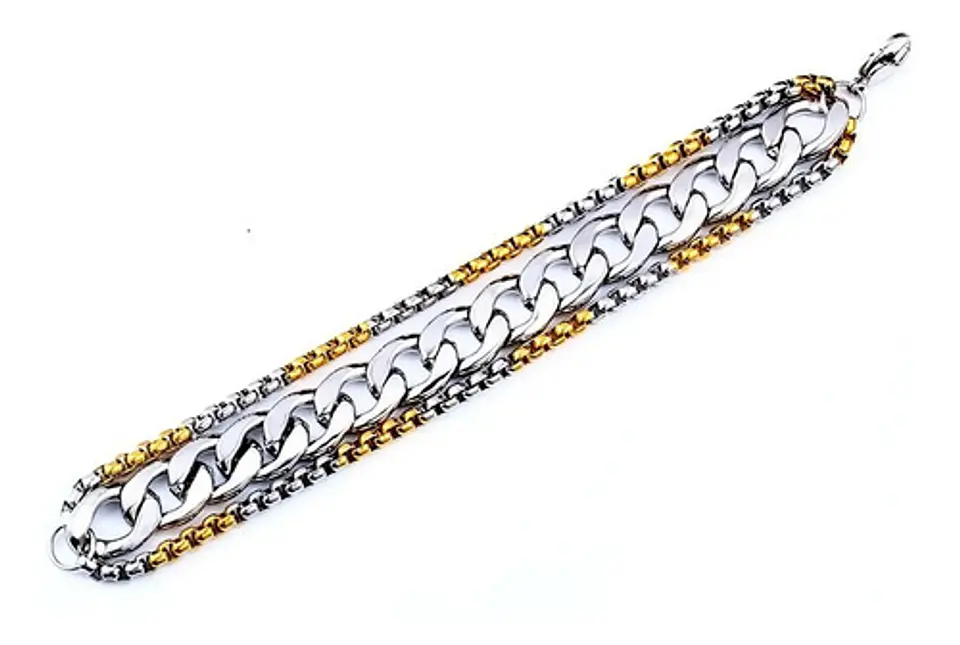 Pulsera Brazalete Acero Inoxidable Cadena Color Plata Hombre 7