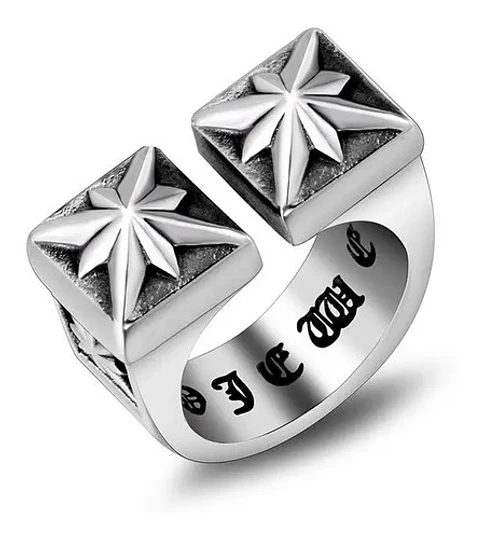 Anillo Acero Inoxidable Color Plata Dos Torres Para Hombre