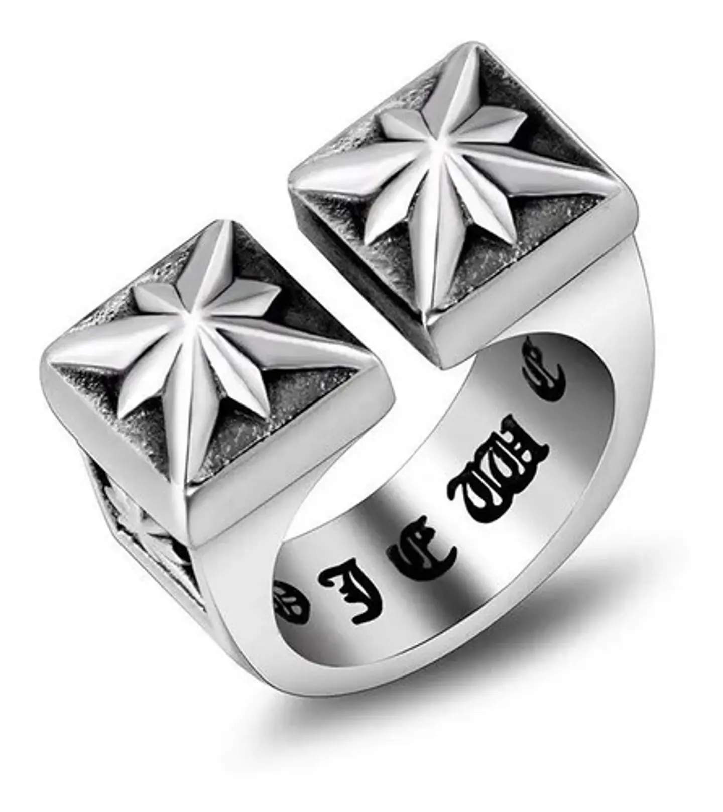 Anillo Acero Inoxidable Color Plata Dos Torres Para Hombre 1