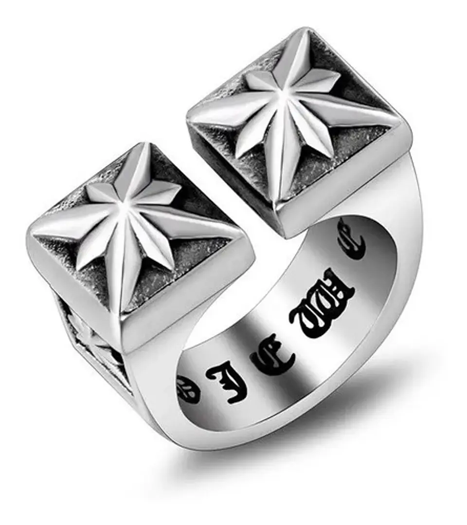 Anillo Acero Inoxidable Color Plata Dos Torres Para Hombre 1