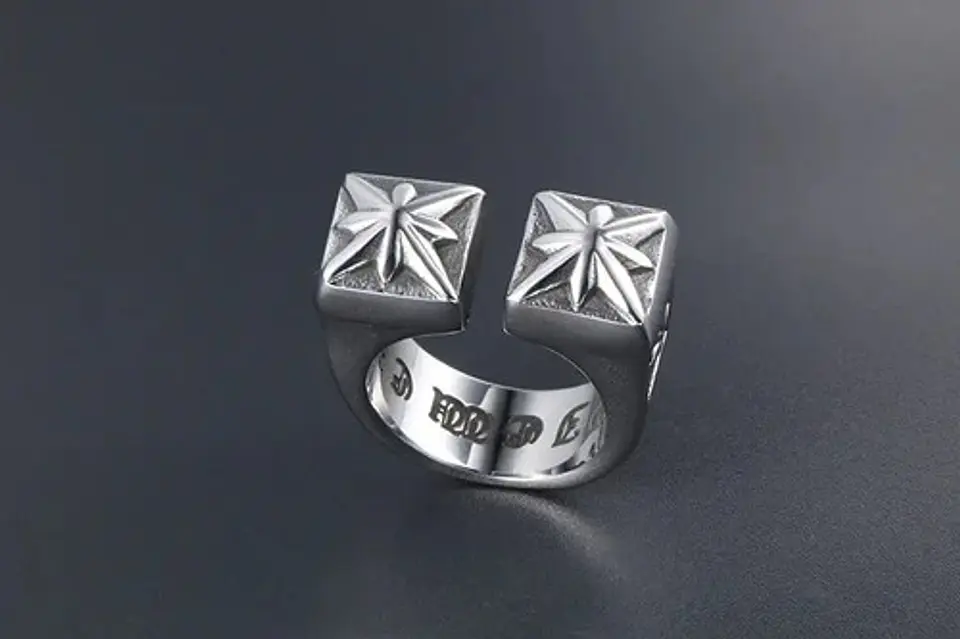Anillo Acero Inoxidable Color Plata Dos Torres Para Hombre 3