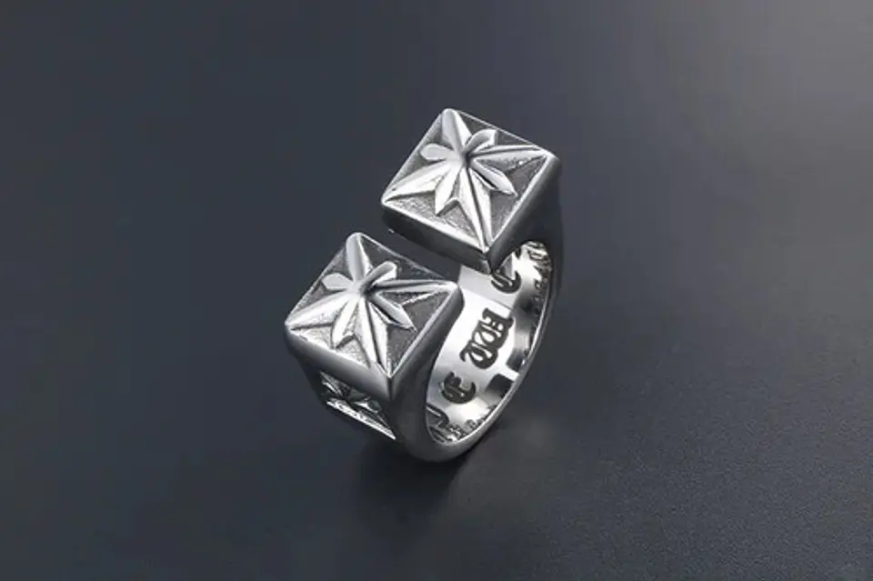 Anillo Acero Inoxidable Color Plata Dos Torres Para Hombre 4