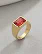 Anillo Clásico De Acero Color Oro Con Piedra Hombre Y Mujer - Miniatura 6