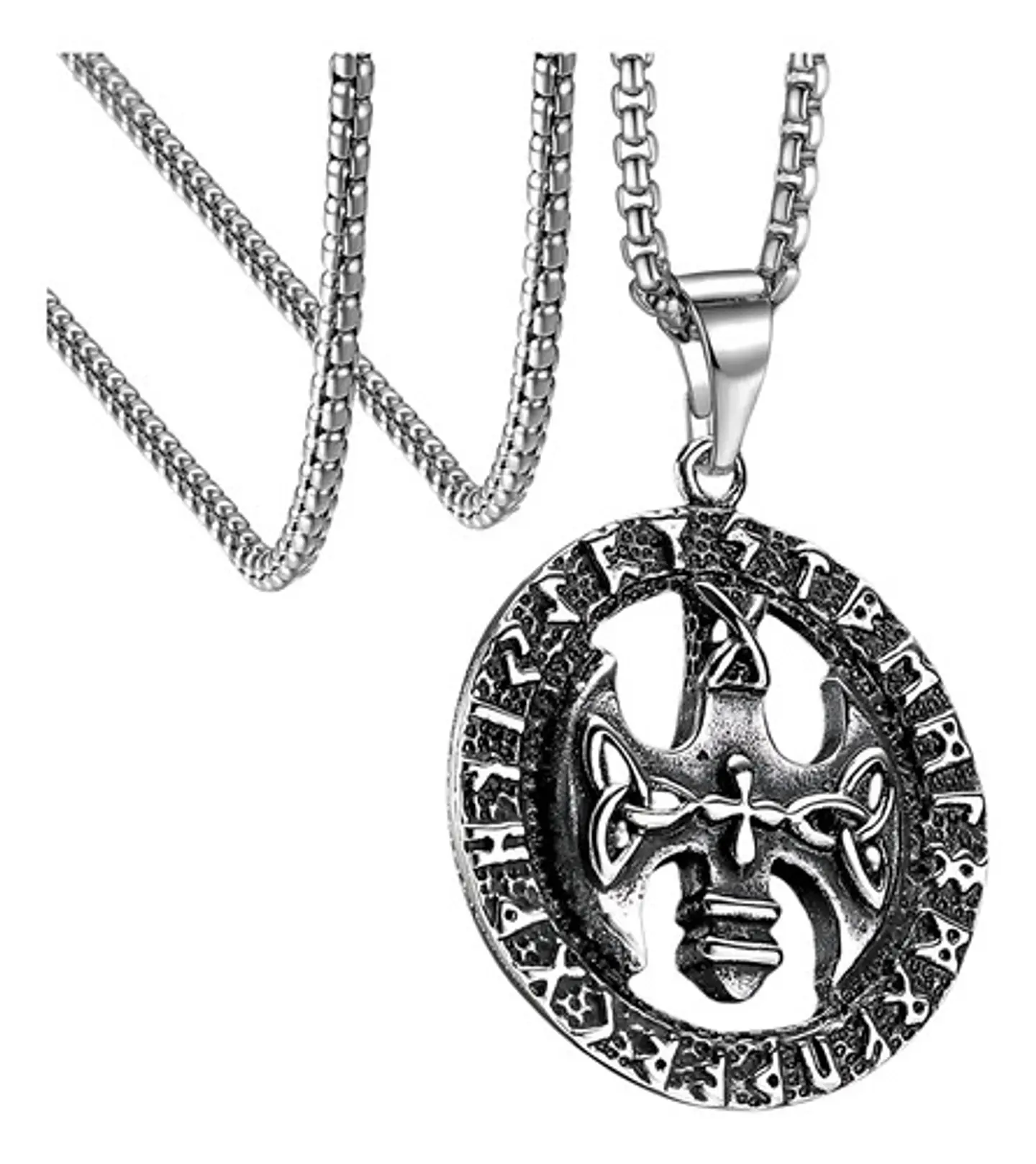 Collar Para Hombre Y Mujer Dije Circular Hacha Runas Vikingo 1