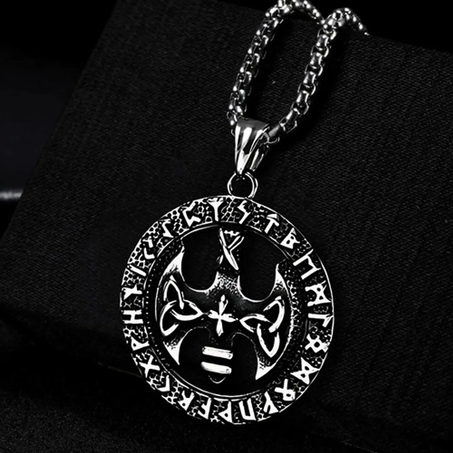 Collar Para Hombre Y Mujer Dije Circular Hacha Runas Vikingo 8