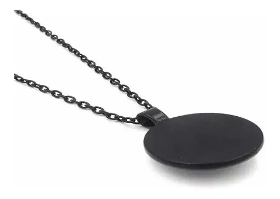 Collar Cadena Negra Cristal Faces Lunares Luna Hombre Mujer Negro 3
