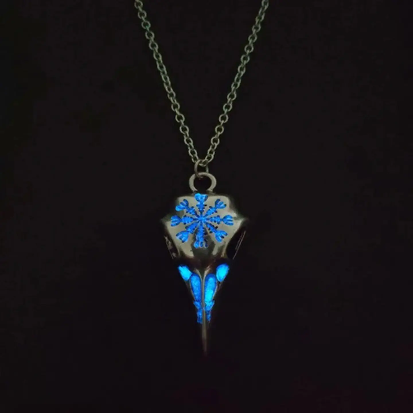 Collar Brilla En La Oscuridad Vikingo Color Plata Hombre 4