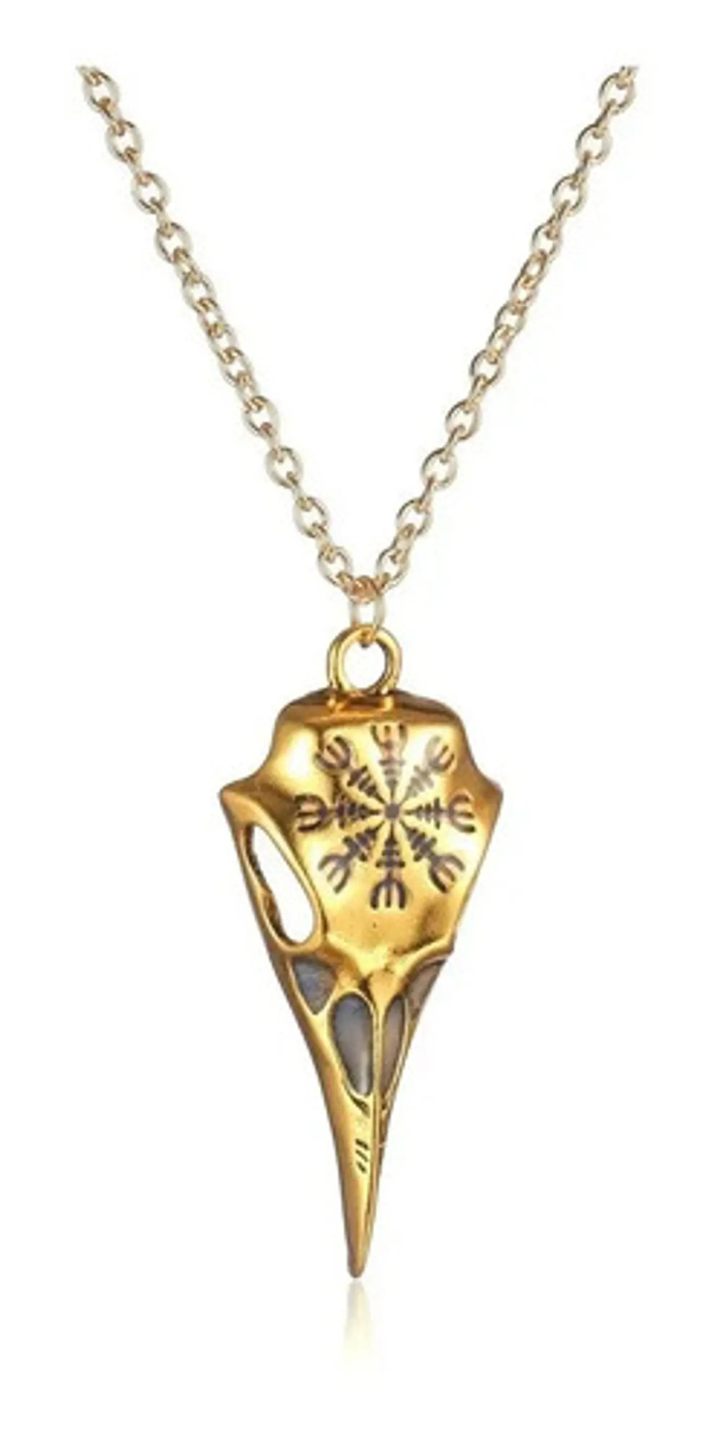 Collar Brilla En La Oscuridad Vikingo Color Plata Hombre 8